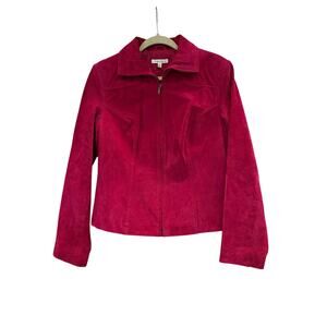 Yvonne Marie Pink Red Suede Leather Zip Jacket Sz 8